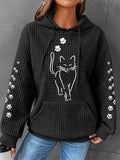 Cute Cat Graphic Cat Mom Casual Waffle Hoodie