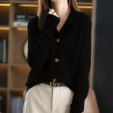 Soft Casual Button Front Standing Collar Knit Sweater