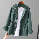 Stand Collar Waisted Jacket