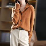 Soft Casual Button Front Standing Collar Knit Sweater