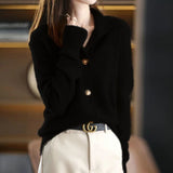 Soft Casual Button Front Standing Collar Knit Sweater