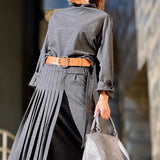 Belt Pleated Dress