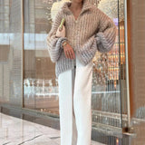 Classic Sequined V-neck Zippered Sweater