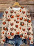 Christmas Cute Little Turkeys Print Knit Pullover Sweater