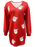 Santa Claus Printed Thigh Length Dress