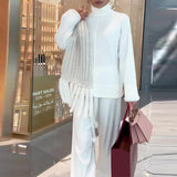 Comfy Pure Color Turtleneck Two Piece Set