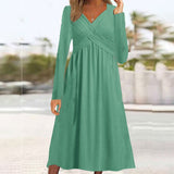 Long Sleeve Casual Cross Midi Dress