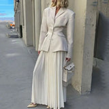 Lapel Suit Pleated Dress Suit