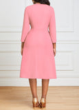 Square Neck Three Quarter Length Sleeve Dress