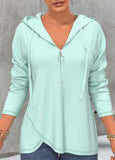 Mint Green Drawstring Quarter Zip Hoodie