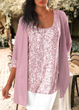 Sequin Light Pink Scoop Neck Tank Top and Cardigan