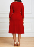 Square Neck Three Quarter Length Sleeve Dress