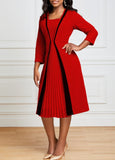 Square Neck Three Quarter Length Sleeve Dress