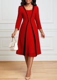 Square Neck Three Quarter Length Sleeve Dress