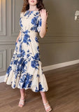 Blue Floral Print Dress