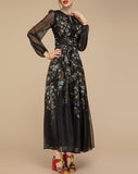 Black embroidered maxi dress