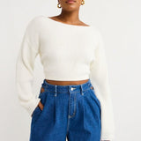 White overtime knit sweater