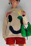 COLORFUL SMILEY FACE LOOSE PULLOVER SWEATER