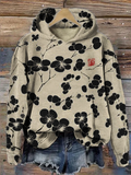 Vintage Cherry Blossoms Graphic Print Hooded Sweatshirt