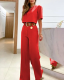 Half Sleeve Crop T-shirt & Wide Leg Pants Set