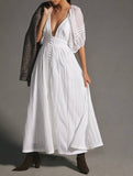 Pleated Pointelle-knit Cotton Maxi Dress