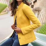 Yellow Long Sleeve Plain Cardigan