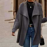 Grey Plain Open Front Cardigan