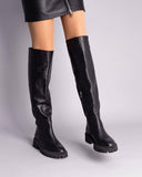 Black Comfort Side Zipper Long Flat Boots