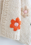 STITCH FLOWERS HAND-KNIT CHUNKY CARDIGAN