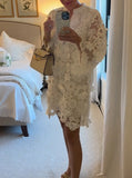 White Floral Cotton Lace Dress