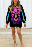 Rainbow Skeleton Sweatshirt Dress