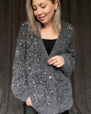 Gray Sequin Knit Cardigan