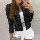 Solid Colour Sequins Short Jacket