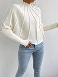 Cream White Reverse Seam Dolman Sleeve Sweater