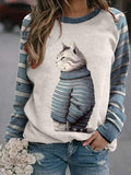 Women's Winter Funny Cute Wonderland Clothing Cat Printed Sweatshirt