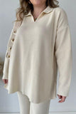 Polo Neck Knitwear Set Cream