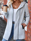 Comfy Grey Long Sleeve Hoodie Outerwear