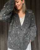 Gray Sequin Knit Cardigan