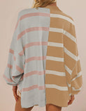 Striped Oversized Crew Neck Colorblock Knit Top (Buy 2 Get Free Shipping)