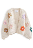 STITCH FLOWERS HAND-KNIT CHUNKY CARDIGAN