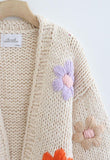 STITCH FLOWERS HAND-KNIT CHUNKY CARDIGAN