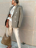 Camel Buttoned Blazer with Pockets