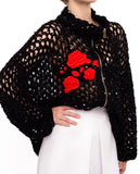 Rose Cutout Crochet Cardigan