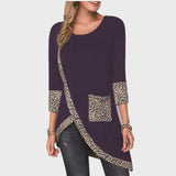 Leopard Print Crew Neck Long Sleeve Shirt