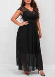 Plus Size Lace Patchwork Black Dress