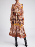 Lolan Print Long Sleeve Maxi Shirtdress