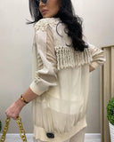 Cream Lace Wonderful Fringe Fall Jacket