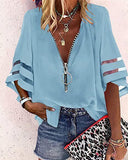 Solid Chiffon Mid-sleeve Oversized Top