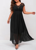 Plus Size Lace Patchwork Black Dress