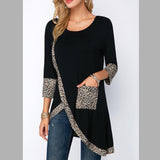 Leopard Print Crew Neck Long Sleeve Shirt